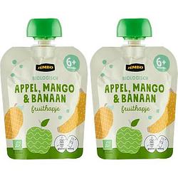 Foto van Jumbo biologisch fruithapje 6+ maanden appel, mango & banaan 2 x 90g