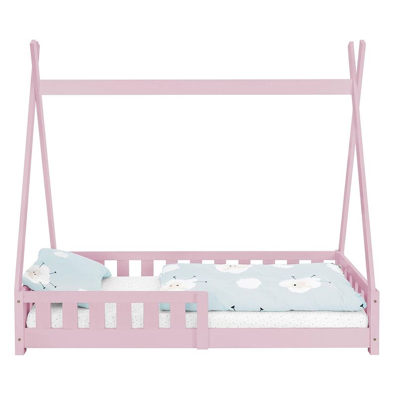 Foto van Kinderbed met uitvalbeveiliging en lattenbodem 80x160 cm roze grenenhout ml-design