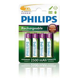 Foto van Philips oplaadbare batterij aa nimh 2500ma (4pcs)