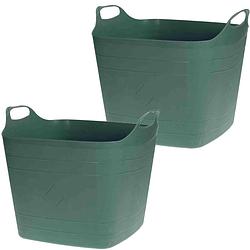 Foto van 2x stuks flexibele kuip emmers/wasmanden - groen - 40 liter - vierkant - kunststof - wasmanden