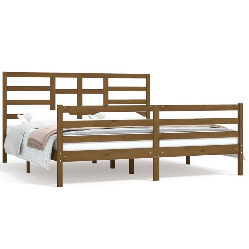 Foto van Vidaxl bedframe massief hout honingbruin 180x200 cm 6ft super king