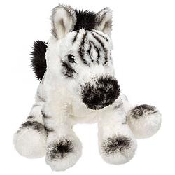 Foto van Suki gifts pluche knuffeldier zebra - wit/zwart - 13 cm - safari thema - knuffeldier