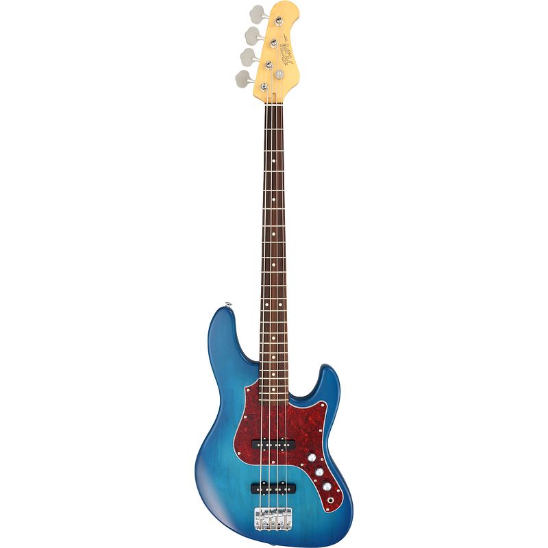 Foto van Fgn guitars boundary bmj2-r tbs elektrische basgitaar transparent blue sunburst met gigbag