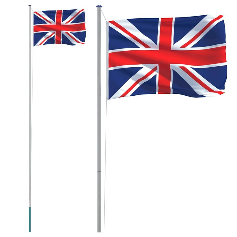 Foto van Vidaxl vlag met vlaggenmast verenigd koninkrijk 6,23 m aluminium
