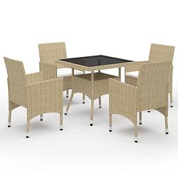 Foto van Vidaxl 5-delige tuinset poly rattan en glas beige