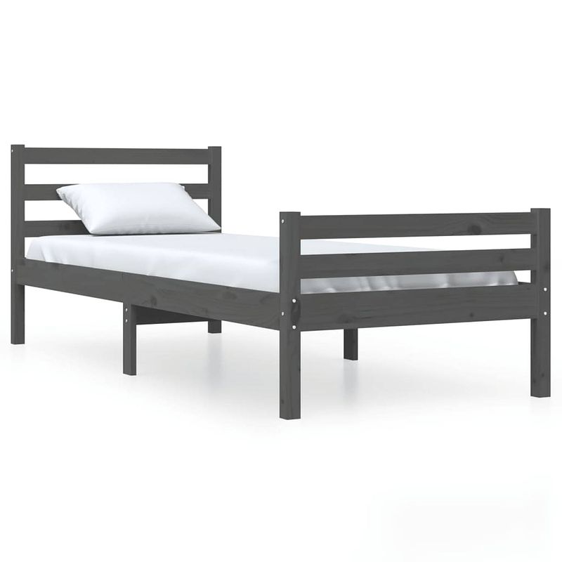 Foto van Vidaxl bedframe massief hout grijs 90x200 cm