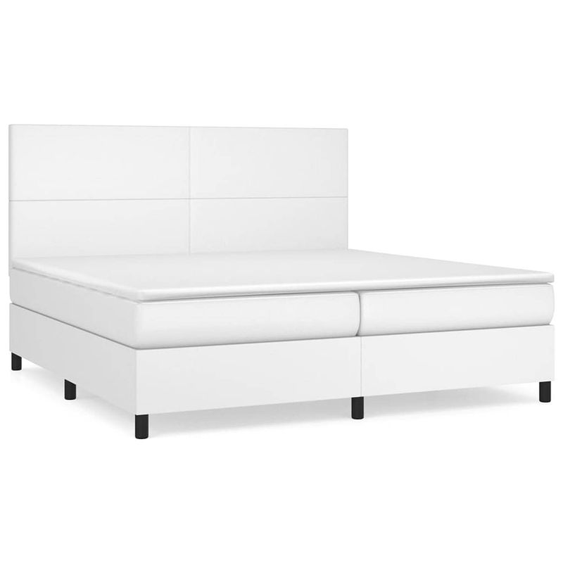 Foto van The living store boxspringbed - bed - afmeting- 203x200x118/128 cm - ken- duurzaam kunstleer - praktisch hoofdbord -