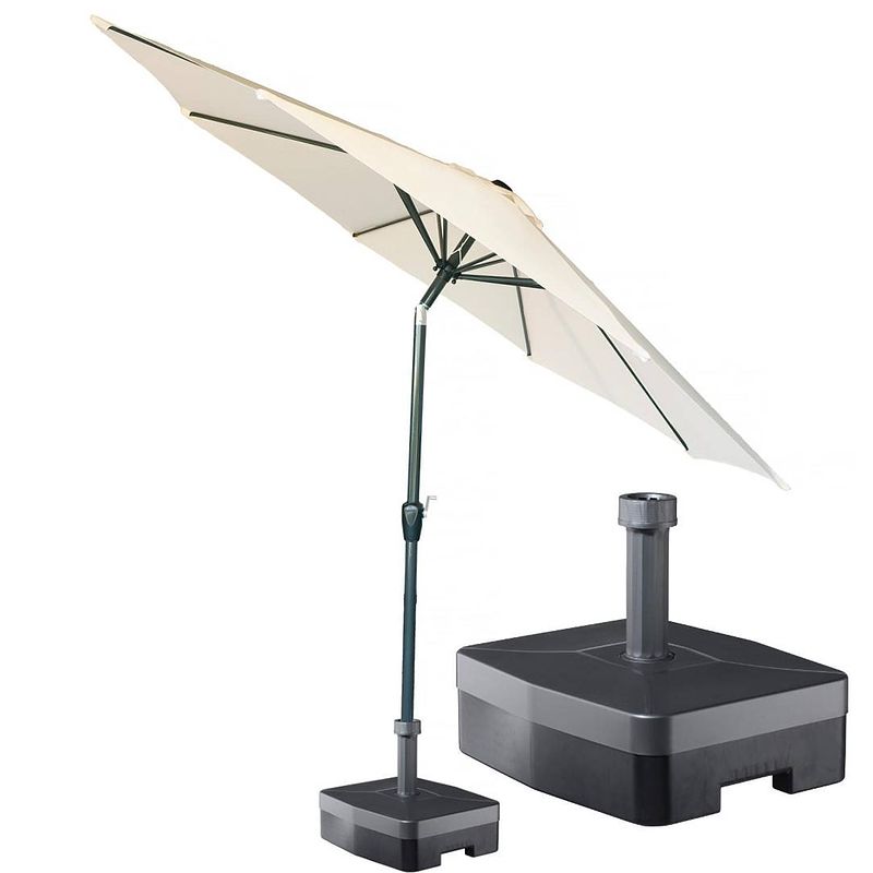 Foto van Kopu® ronde stokparasol 300 cm calma met voet - naturel