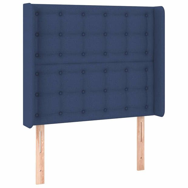 Foto van Vidaxl hoofdbord met randen 83x16x118/128 cm stof blauw