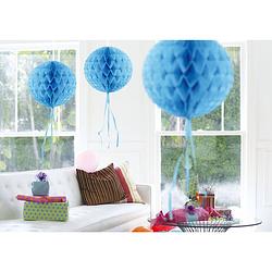 Foto van Honeycomb ballen baby blauw 30 cm - hangdecoratie