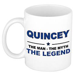 Foto van Quincey the man, the myth the legend cadeau koffie mok / thee beker 300 ml - naam mokken