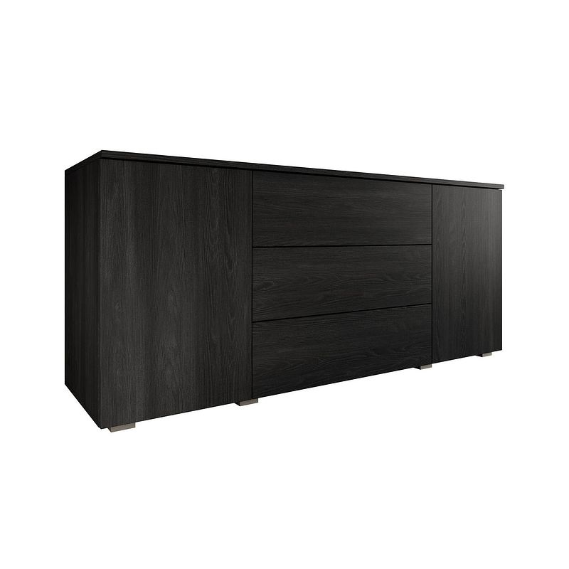 Foto van Meubella dressoir pure - 150 cm - zwart eiken