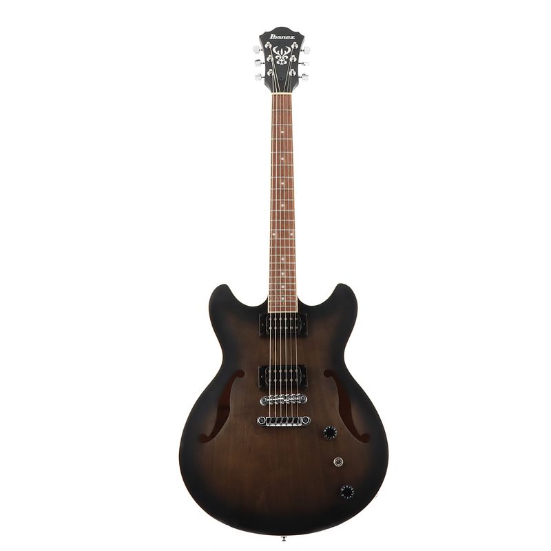 Foto van Ibanez as53 artcore transparent black flat semi-akoestische gitaar