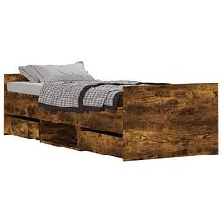 Foto van Vidaxl bedframe met hoofd- en voeteneinde gerookt eiken 75x190 cm