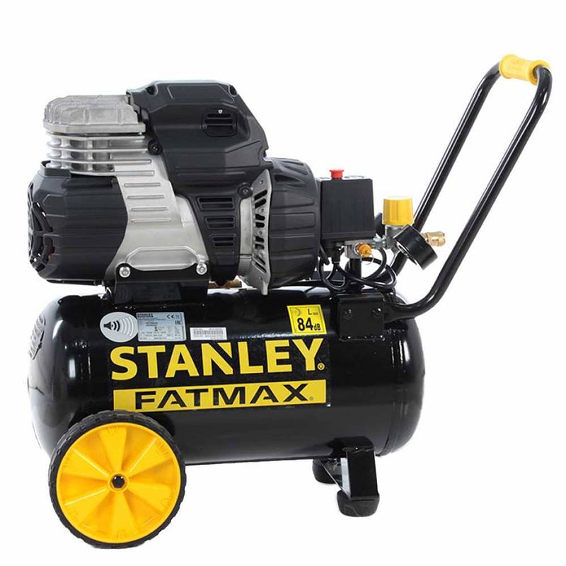 Foto van Stanley compressor s244/8/24 fmxcm00 - 8bar - 24l - geïntegreerd anti-slip handvat - zwart