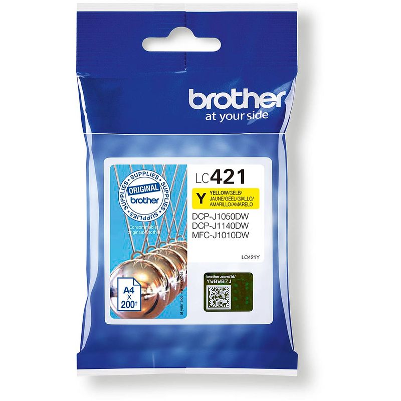 Foto van Brother inktcartridge, 200 pagina'ss, oem lc-421y, geel 5 stuks