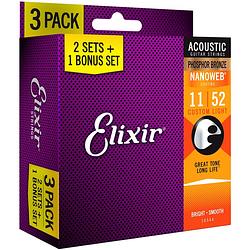 Foto van Elixir 16544 3-pack phosphor bronze nanoweb 11-52 (16027)