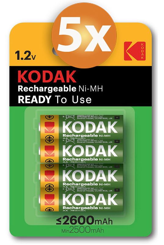 Foto van Voordeelpak 20 x aa oplaadbare krachtige kodak batterijen, ready to use - 2600mah