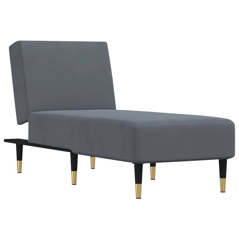 Foto van The living store chaise longue - donkergrijs fluweel - verstelbaar - comfortabel ligstoel - stevig frame