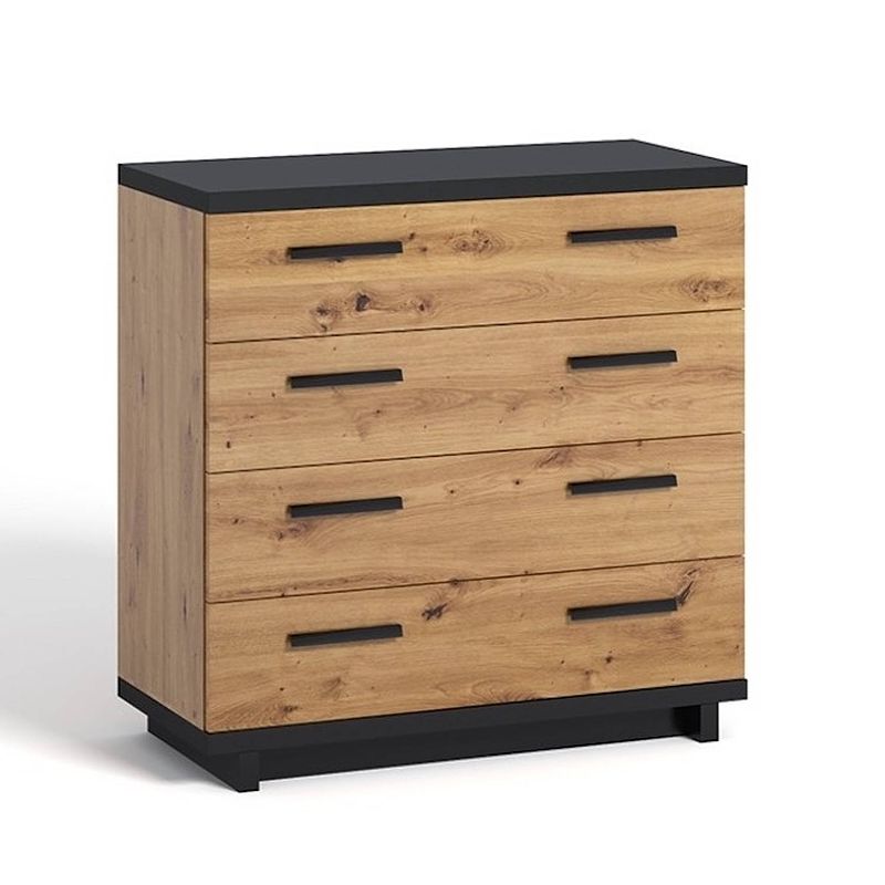 Foto van Meubella - commode incala - eiken - zwart - 90 cm