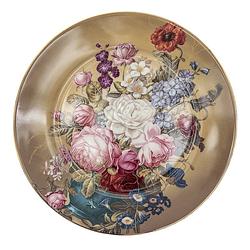 Foto van Clayre & eef servies ontbijtbord ø 20*2 cm bruin keramiek rond bloemen eetbord bruin eetbord