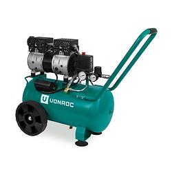 Foto van Vonroc stille compressor - 57,5db 24 l - olievrij - 750w - groen