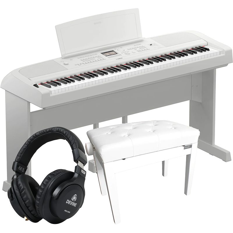 Foto van Yamaha dgx-670wh digitale piano wit complete bundel