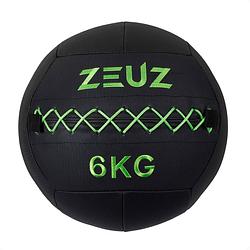 Foto van Zeuz® premium wall ball 6kg - geschikt voor crossfit & fitness - pu foam vulling & vinyl - 35 cm diamter - groen