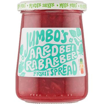 Foto van Jumbo'ss fruitspread aardbei rabarber 335 g