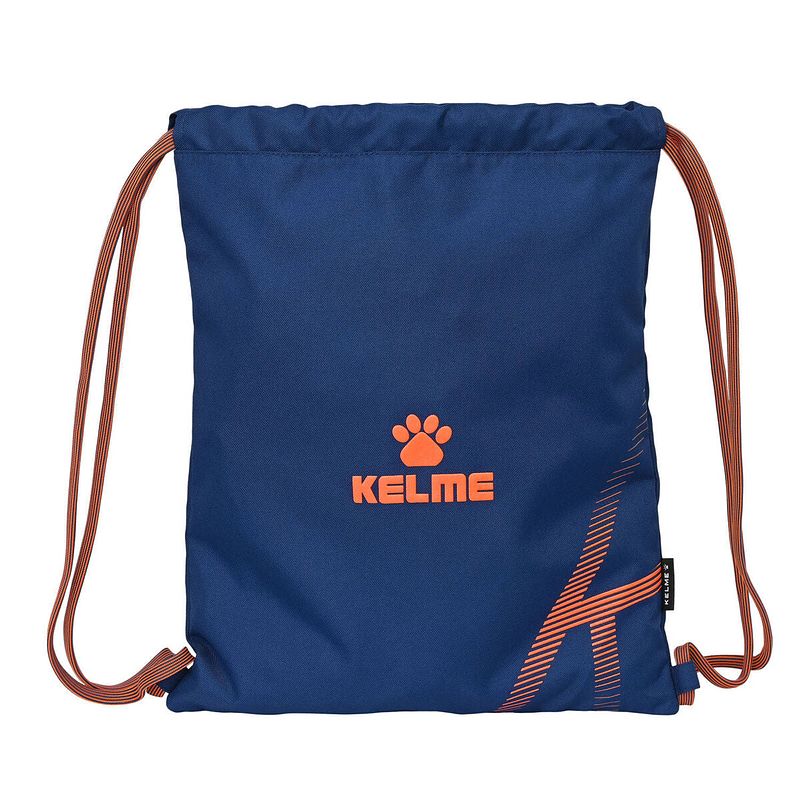 Foto van Rugtas met koordjes kelme navy blue oranje marineblauw (35 x 40 x 1 cm)