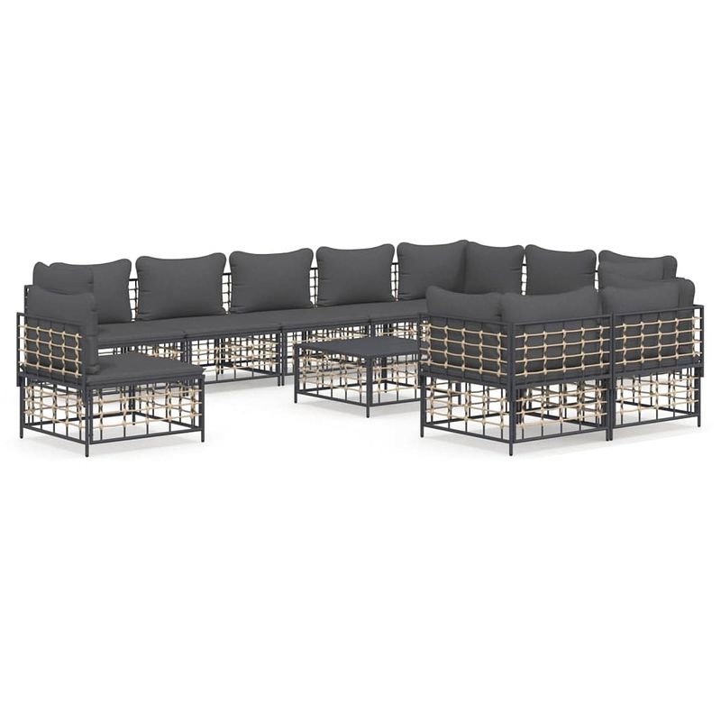 Foto van Vidaxl 11-delige loungeset met kussens poly rattan antracietkleurig