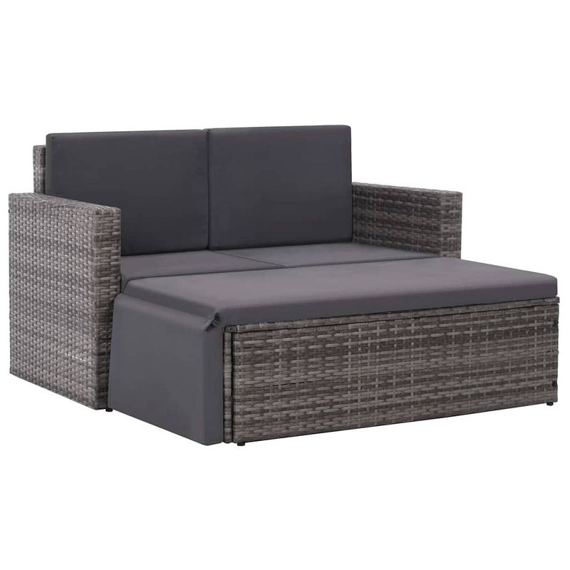 Foto van Vidaxl 2-delige loungeset met kussens poly rattan grijs