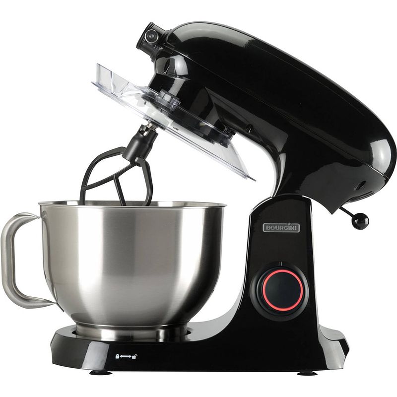 Foto van Bourgini steel kitchen chef - keukenmachine - 5.5 liter inhoud - 1800 watt vermogen - retro - glossy zwart
