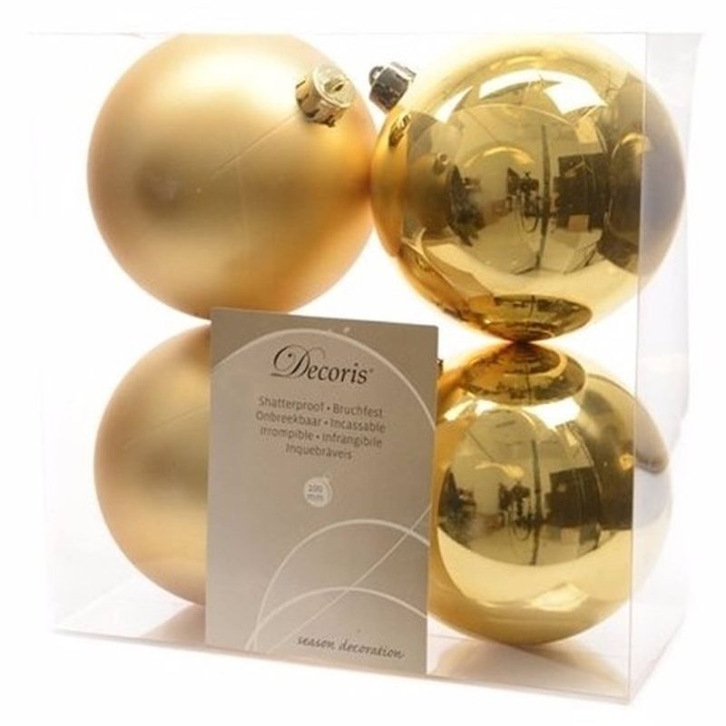 Foto van 8-delige kerstballen set 10 cm goud - kerstbal