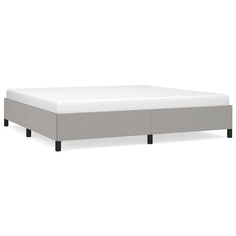 Foto van The living store bedframe - duurzaam - bedframes - afmetingen- 203x203x35 cm - kleur- lichtgrijs - materiaal- stof/