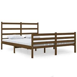 Foto van The living store bedframe houten - grenenhout - 195.5 x 126 x 100 cm - honingbruin