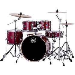 Foto van Mapex venus fusion crimson red sparkle 5-delig drumstel met hardware & zildjian bekkens