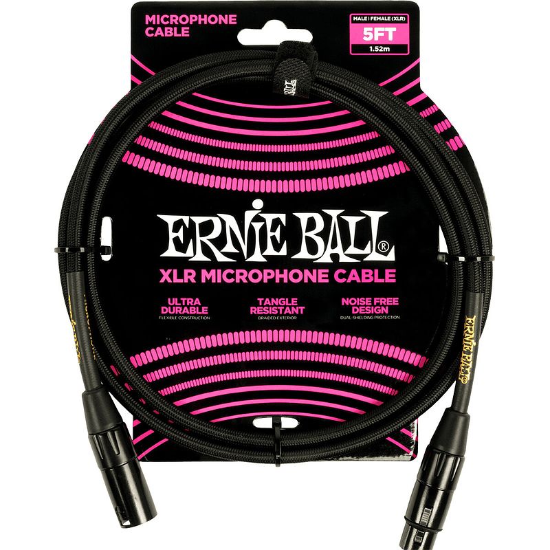 Foto van Ernie ball 6390 microfoonkabel xlr male-xlr female 1.5m zwart