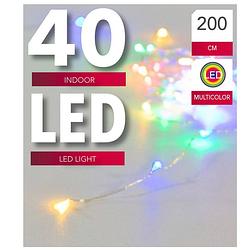 Foto van Verlichting lichtdraad zilver 40 gekleurde lampjes op batterijen 200 cm - lichtsnoeren