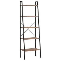 Foto van Vidaxl ladderrek met 5 schappen 56x35x174 cm donkerbruin en zwart