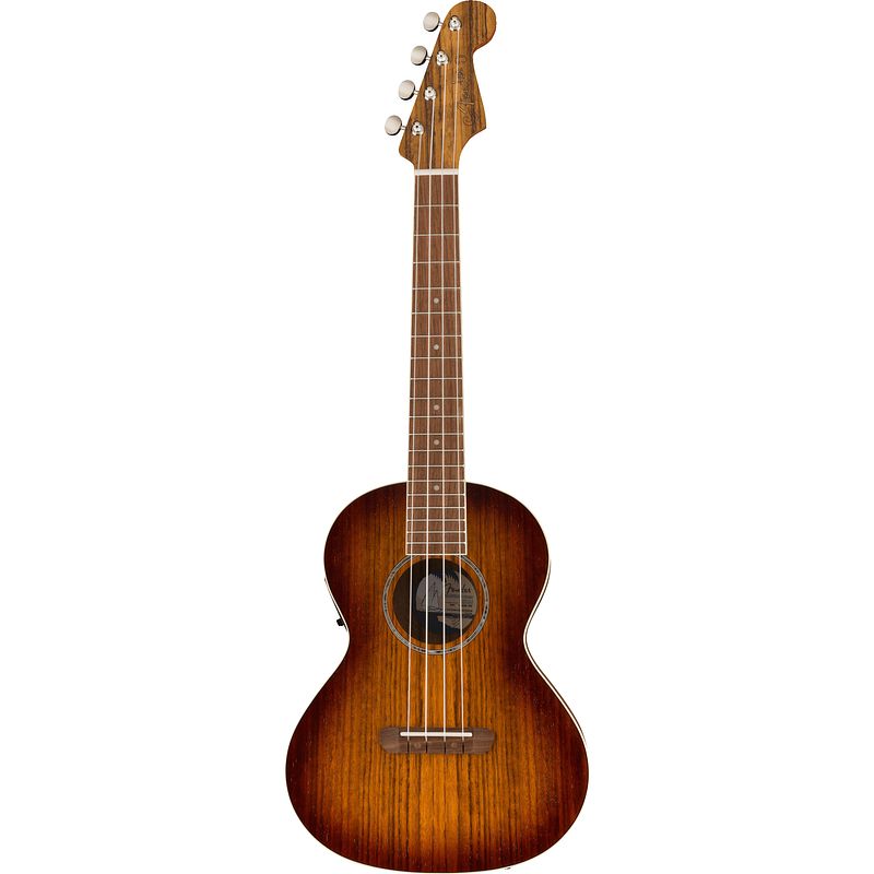 Foto van Fender california coast rincon tenor ukelele aged cognac sunburst met gigbag