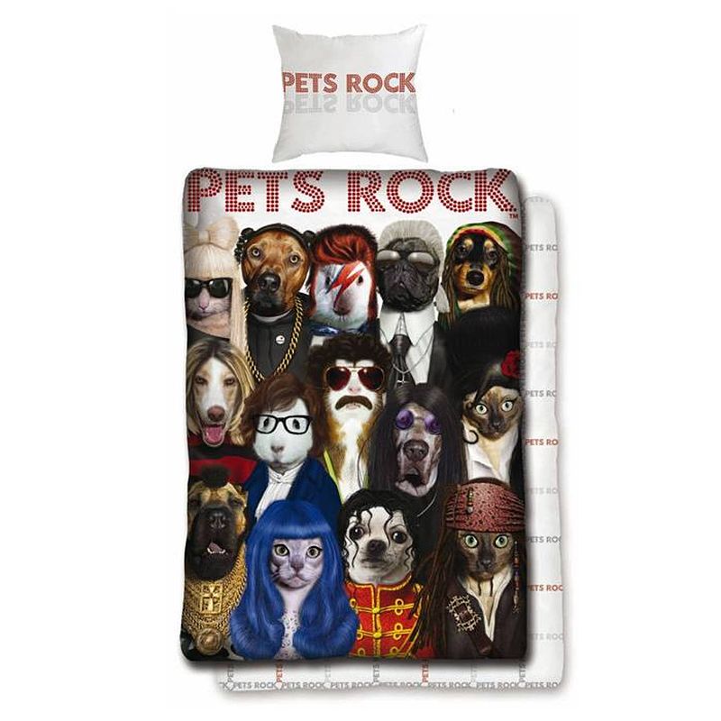 Foto van Pets rock dekbedovertrek - multi - 1-persoons 140x200 cm