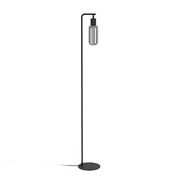 Foto van Eglo majone vloerlamp - e27 - smoke glas - 151 cm - zwart