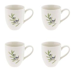 Foto van Haes deco - set van 4 mokken - 11x8x9 cm / 200 ml - keramiek - olive garden