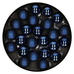 Foto van Othmar decorations mini kerstballen van glas - 24x - donkerblauw - 2,5 cm - kerstbal
