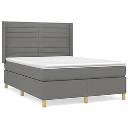 Foto van The living store boxspringbed - donkergrijs - pocketvering - 140x190cm - verstelbaar hoofdbord