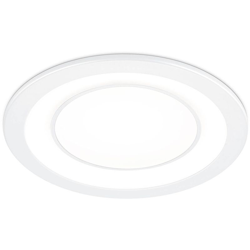 Foto van Led spot - inbouwspot - trion cynomi - 10w - warm wit 3000k - rond - mat wit - kunststof - ø140mm