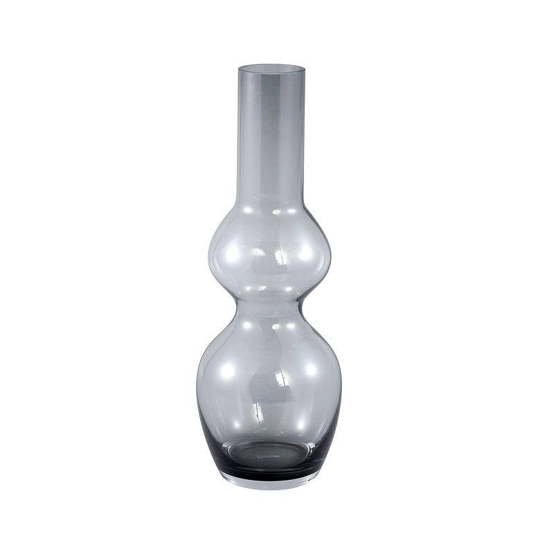 Foto van Ptmd joly grey glass vase long bulb shape s