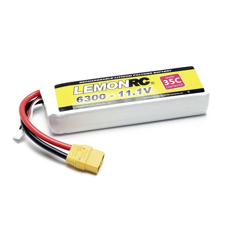 Foto van Lemonrc lipo accupack 11.1 v 6300 mah aantal cellen: 3 35 c softcase xt90