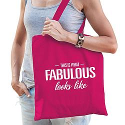 Foto van This is what fabulous looks like cadeau tas roze voor dames - feest boodschappentassen